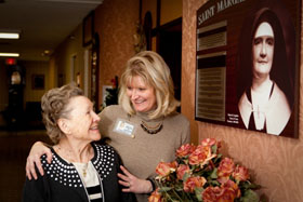 St. Margaret Hall’s Carmelite Sisters visit with residents throughout the day, providing companionship, encouragement, and sharing the love of Jesus Christ. St. Margaret Hall is located in Cincinnati’s Hyde Park area.